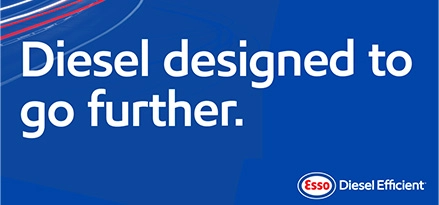 blue image with text, en esso diesel efficient logo