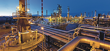 Photo of Imperial Oil refinery at night