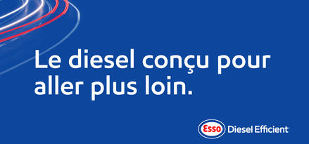 Image bleue avec texte et logo Esso Diesel Efficient