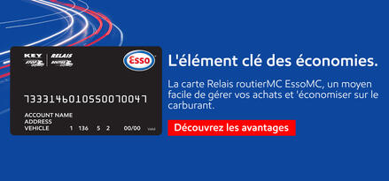 Image bleue avec texte et logo Esso Diesel Efficient
