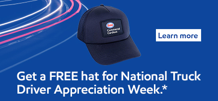 Picture of a hat with the headline 'Get a FREE hat for National Truck Driver Appreciation Week'