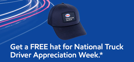 Picture of a hat with the headline 'Get a FREE hat for National Truck Driver Appreciation Week'