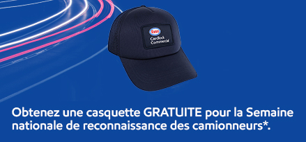 Image d'une casquette avec le titre ‘Obtenez une casquette GRATUITE pour la Semaine nationale de reconnaissance des camionneurs’